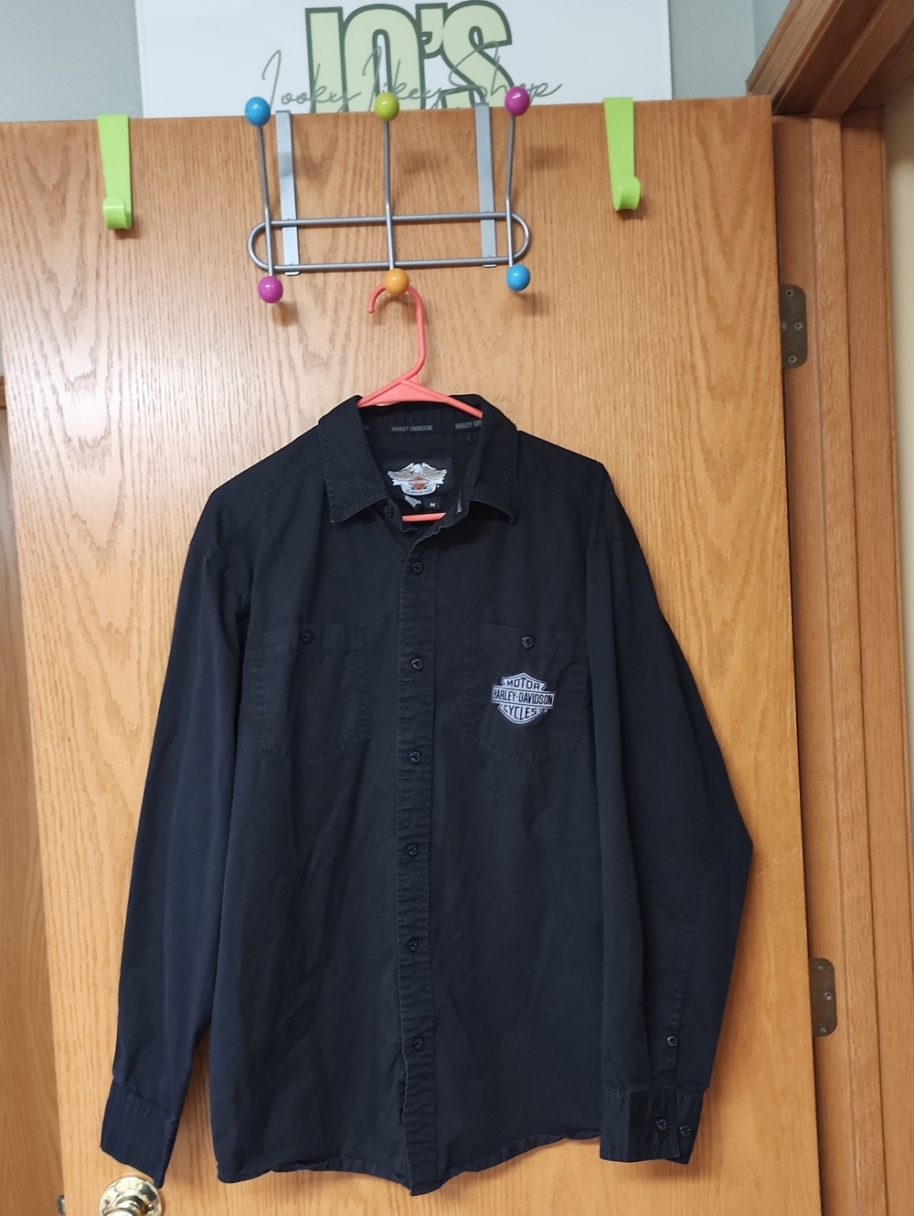 Harley-Davidson Long Sleeve Button Shirt with Chest Patch Mens M number 1169